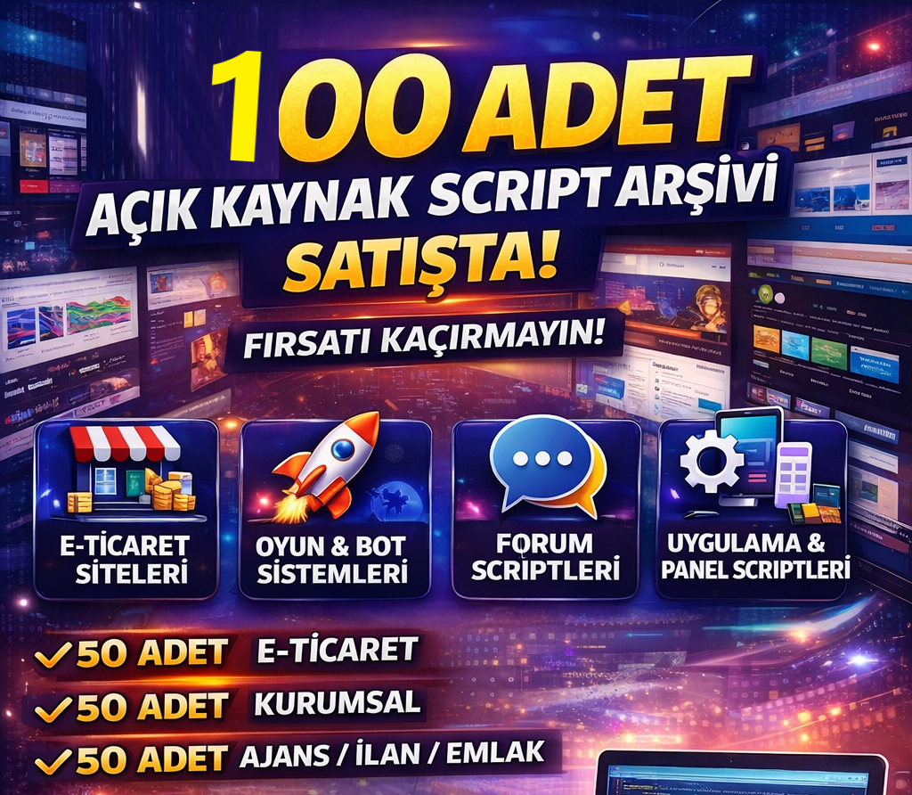 E Ticaret Sistemleri 50 Adet ve Demolar tamamen açık kaynak